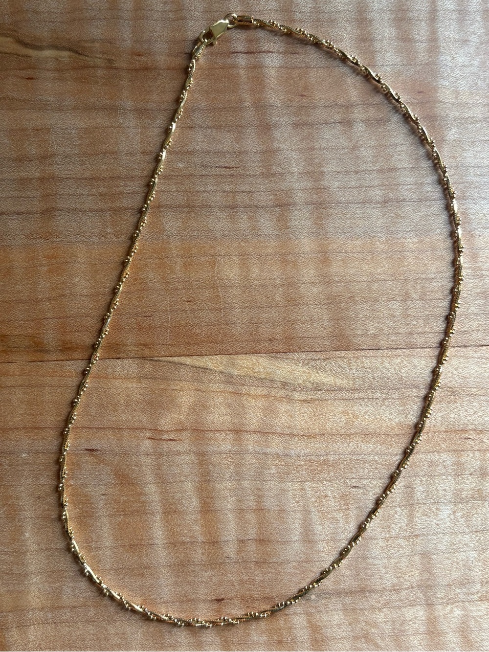 Gold Over 925 Sterling Silver Twisted Bead Chain Necklace - Women Jewelry